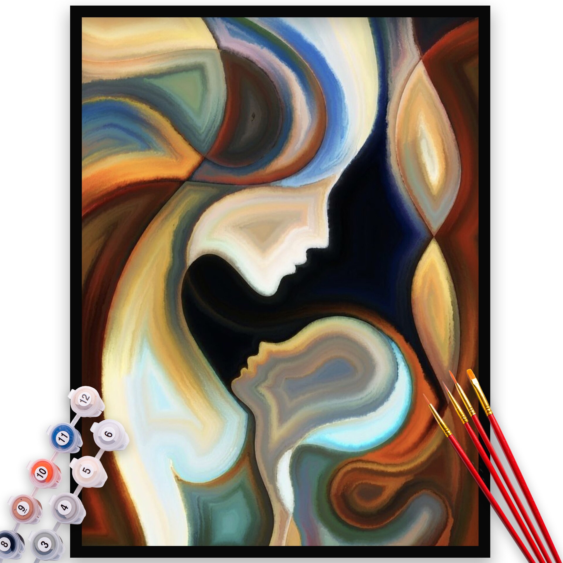 Kit Pictura pe numere, panza, rama lemn, pensule si culori acrilice, 40x50 cm, Iubire, M839