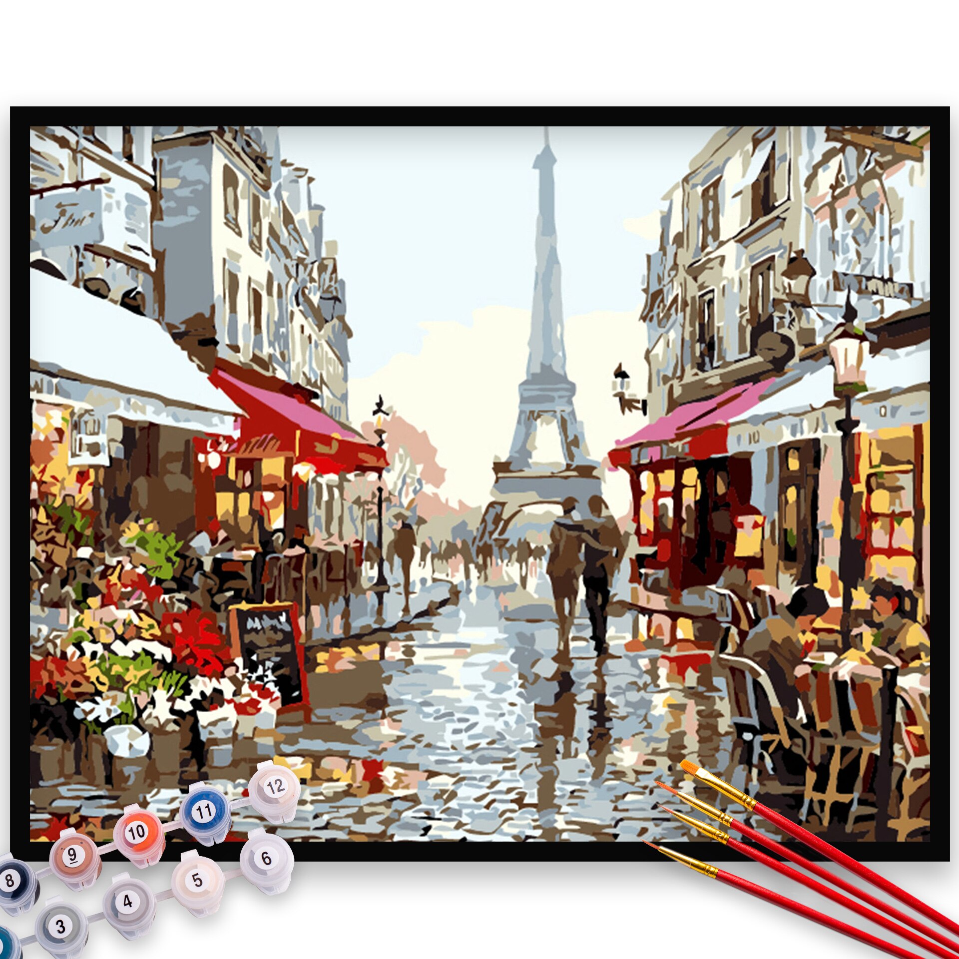 Kit Pictura pe numere, panza, rama lemn, pensule si culori acrilice, 40x50 cm, Peisaje, M1185