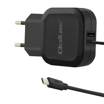 Incarcator Retea Qoltec 5V, 3.4A, 17W, USB + Micro USB, Negru Incarcator Retea Qoltec 5V, 3.4A, 17W, USB + Micro USB, Negru