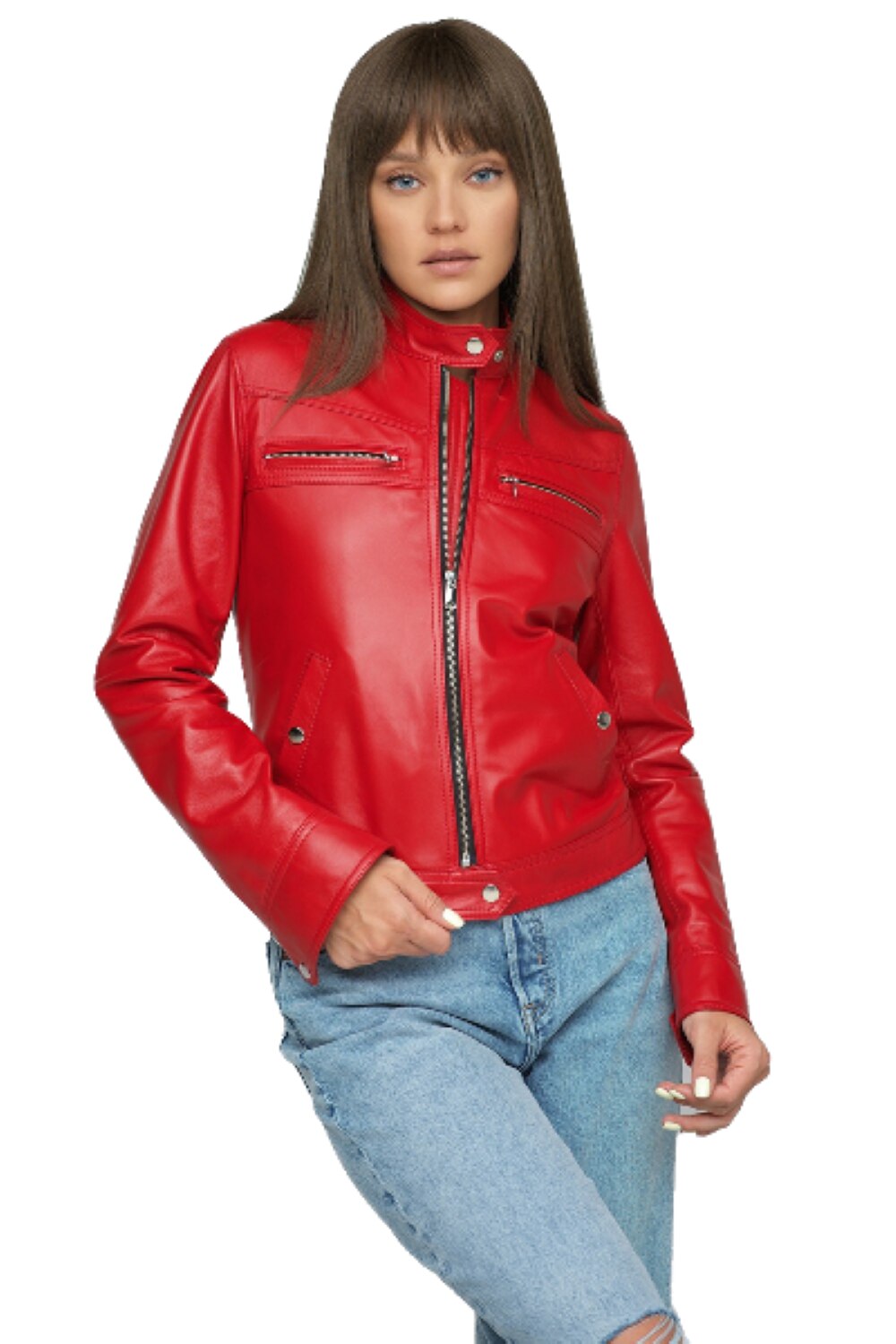Geaca din piele 1026, Rosu