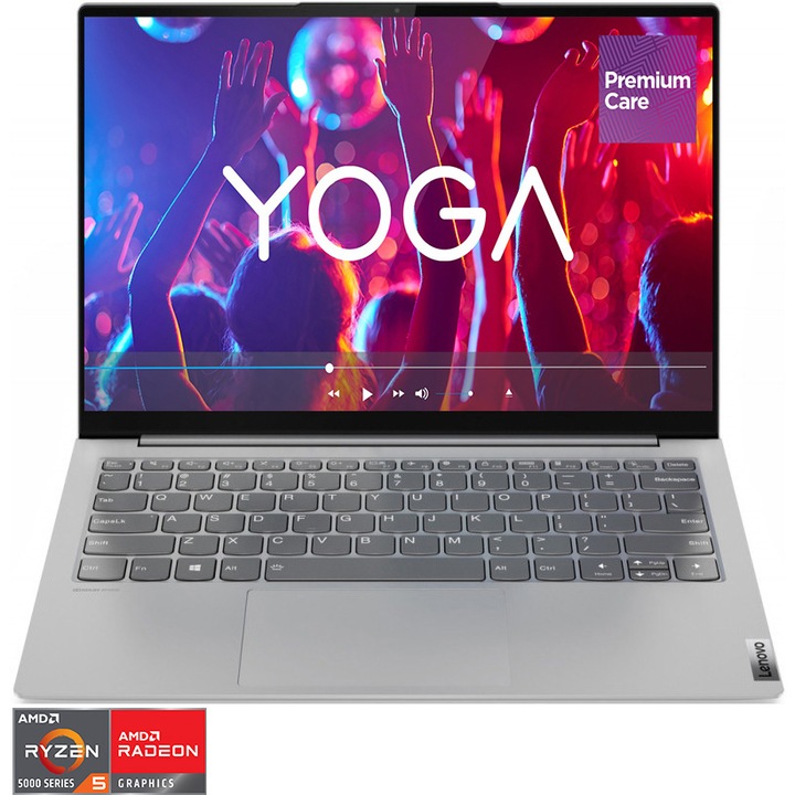 Laptop ultraportabil Lenovo Yoga Slim 7 13ACN5 cu procesor AMD Ryzen™ 5 5600U pana la 4.20 GHz, 13.3", 2.5K, IPS, 16GB, 512GB SSD, AMD Radeon™ Graphics, Windows 11 Home, Light Silver, 3y on-site, Premium Care