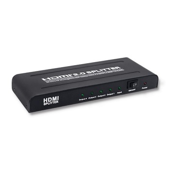 HDMI Splitter v. 2.0 Active, 1x4, Qoltec, Negru HDMI Splitter v. 2.0 Active, 1x4, Qoltec, Negru