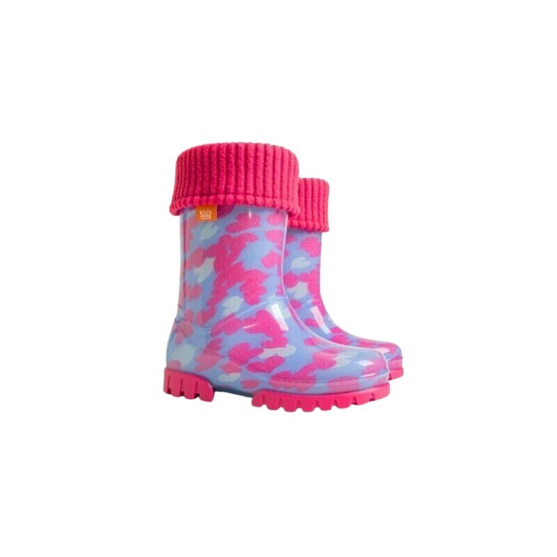 Cizme de cauciuc, din PVC, inimioare roz