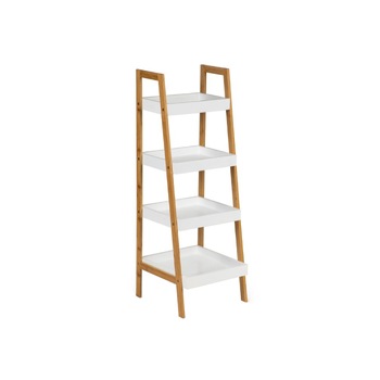 Raft Bigshot BSRH190808WN, 4 Polite din MDF si Lemn de Bambus, 98 x 35 x 34.5 cm, Alb Raft Bigshot BSRH190808WN, 4 Polite din MDF si Lemn de Bambus, 98 x 35 x 34.5 cm, Alb