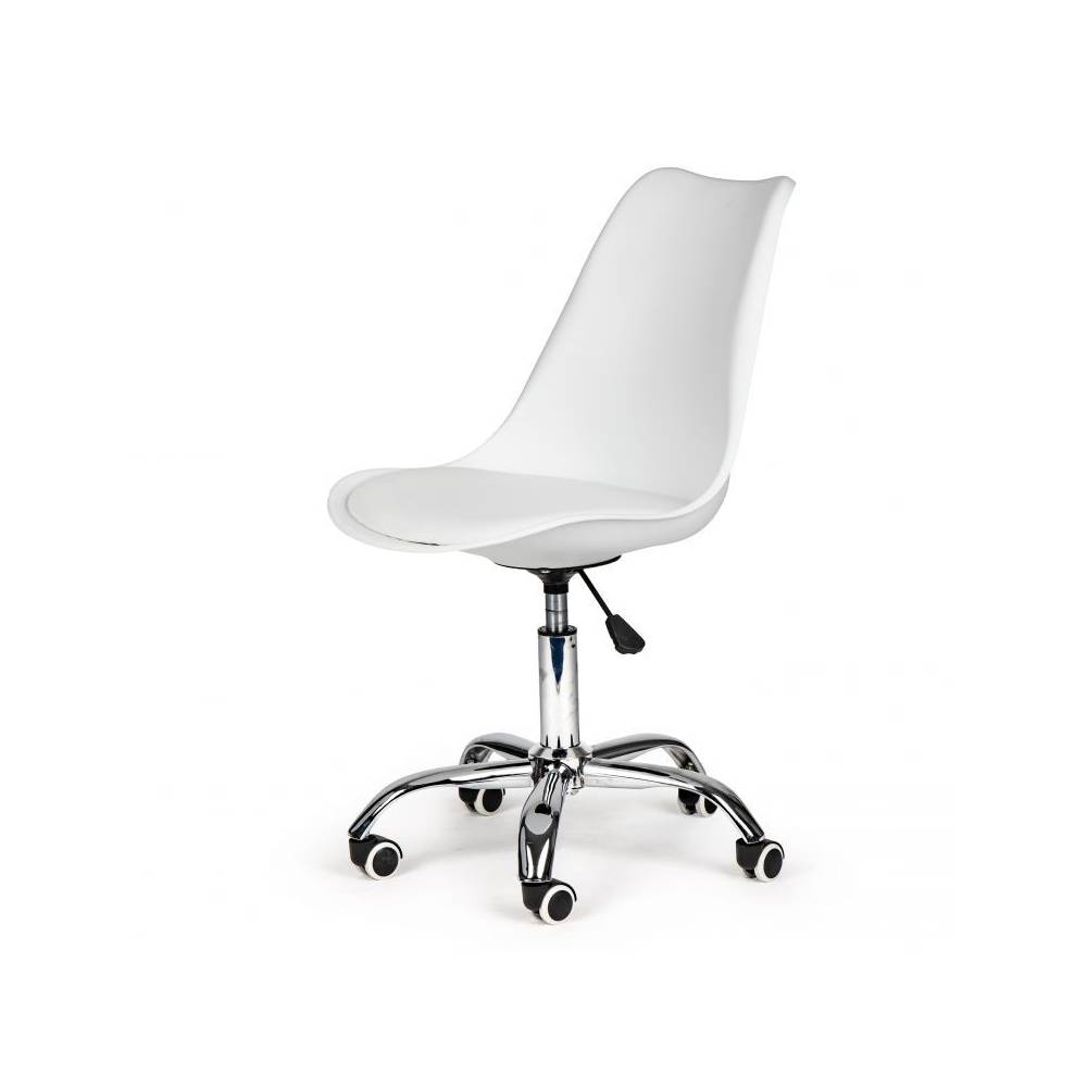 Set 2 Scaune Rotative Bigshot BSC009W, Ajustabile, Perna Inclusa, 94 x 49 x 42 cm, Albe