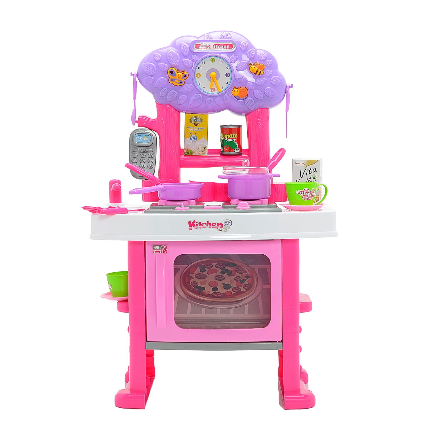 Комплект MToys Kitchen, 19 Светлини и звуци, Аксесоари, Розов eMAG.bg