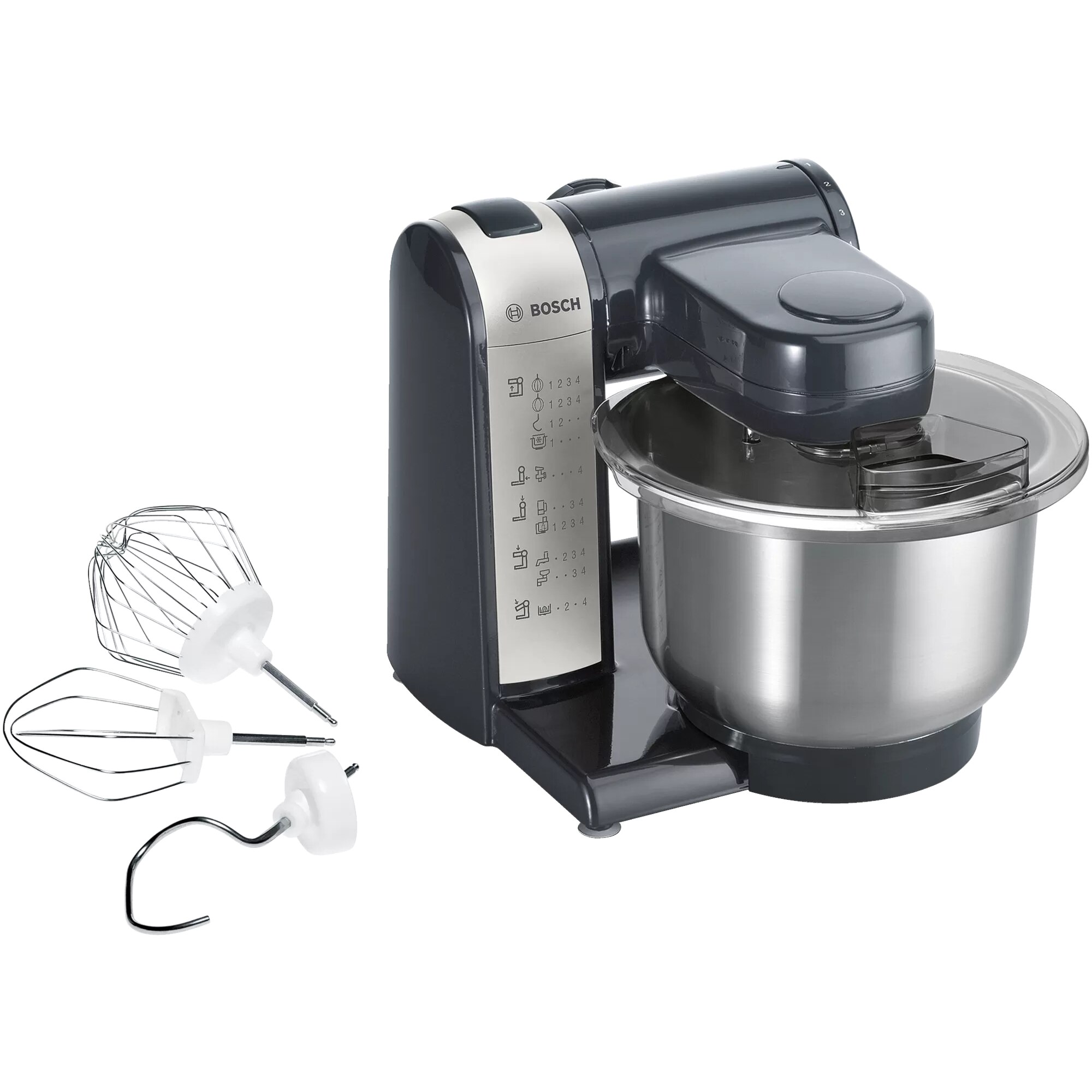 Robot de bucatarie Bosch MUM48SL, 600W, 3.9l, 4 viteze, Gri