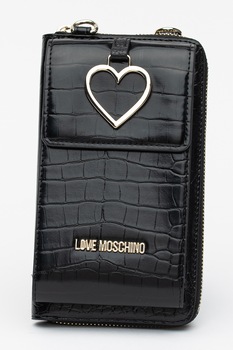 Love Moschino, Portofel din piele ecologica cu buzunar pentru telefonul mobil, Negru Love Moschino, Portofel din piele ecologica cu buzunar pentru telefonul mobil, Negru