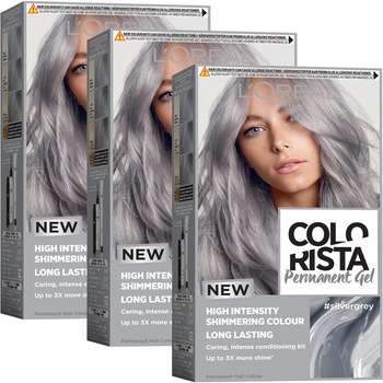 Pachet promo: 3 x Vopsea de par gel permanenta L'Oreal Paris Colorista Silver Grey, 204 ml Pachet promo: 3 x Vopsea de par gel permanenta L'Oreal Paris Colorista Silver Grey, 204 ml