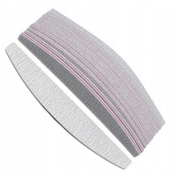 Set 50 de pile pentru manichiura si pedichiura, 180/240, 3 Straturi, 18 x 3 cm, Gri