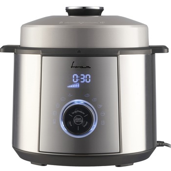 Multicooker cu gatire la presiune FRAM FPCK-R57IX, 1100W, 3.7L, presiune max 0.8bar, 10 programe, Argintiu Multicooker cu gatire la presiune FRAM FPCK-R57IX, 1100W, 3.7L, presiune max 0.8bar, 10 programe, Argintiu