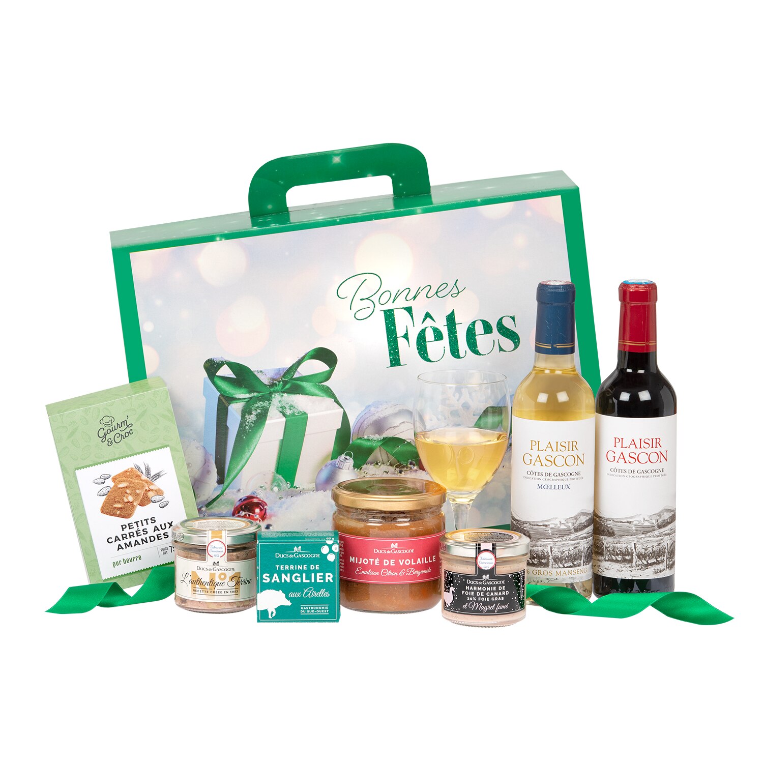 Cos cadou Reveillon Festif cu terine, dulciuri si vin pentru Sarbatori, Ducs de Gascogne, 7 produse