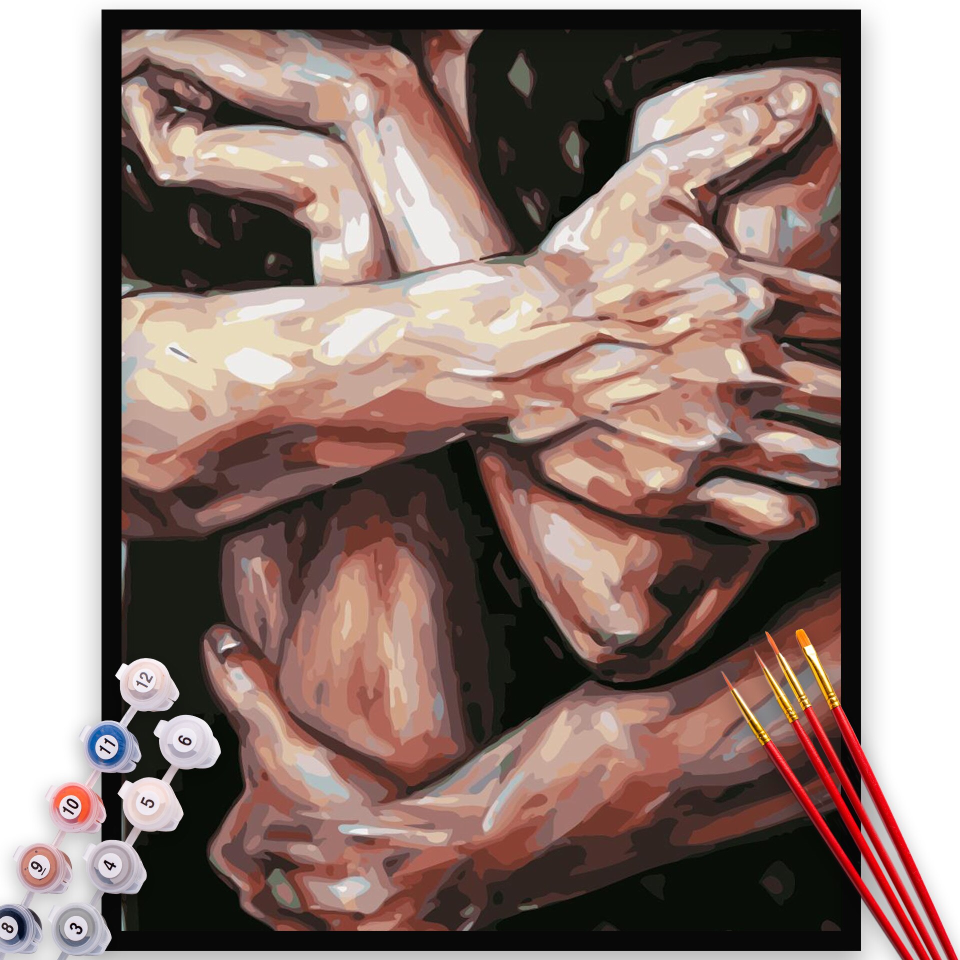 Kit Pictura pe numere, panza, rama lemn, pensule si culori acrilice, 40x50 cm, Iubire, M842