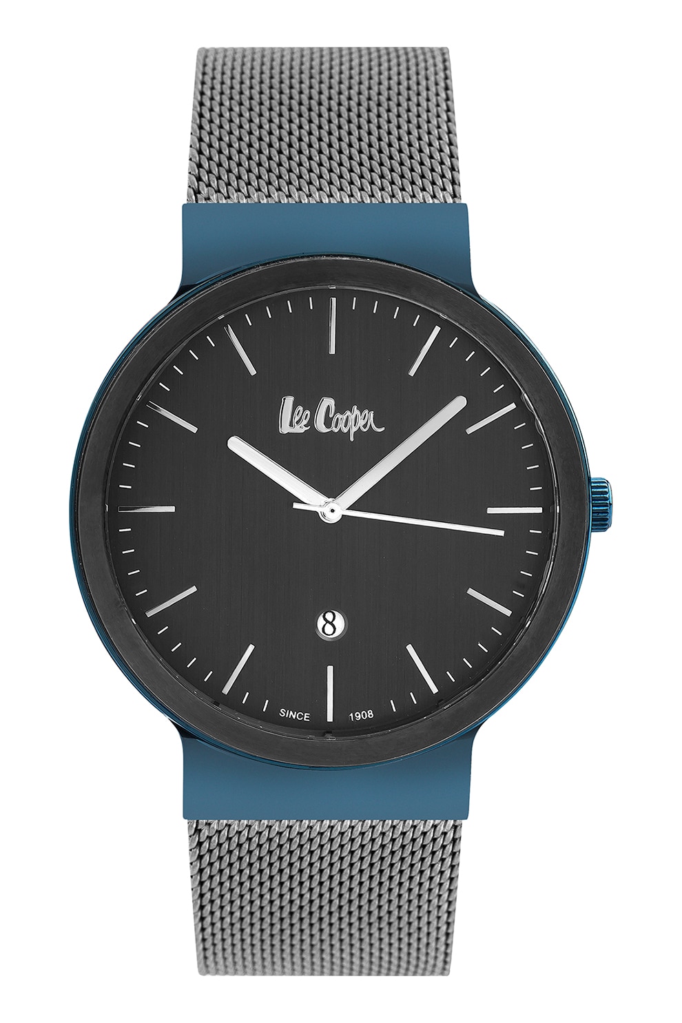Lee Cooper, Ceas cu bratara cu model plasa, Negru/Argintiu/Albastru