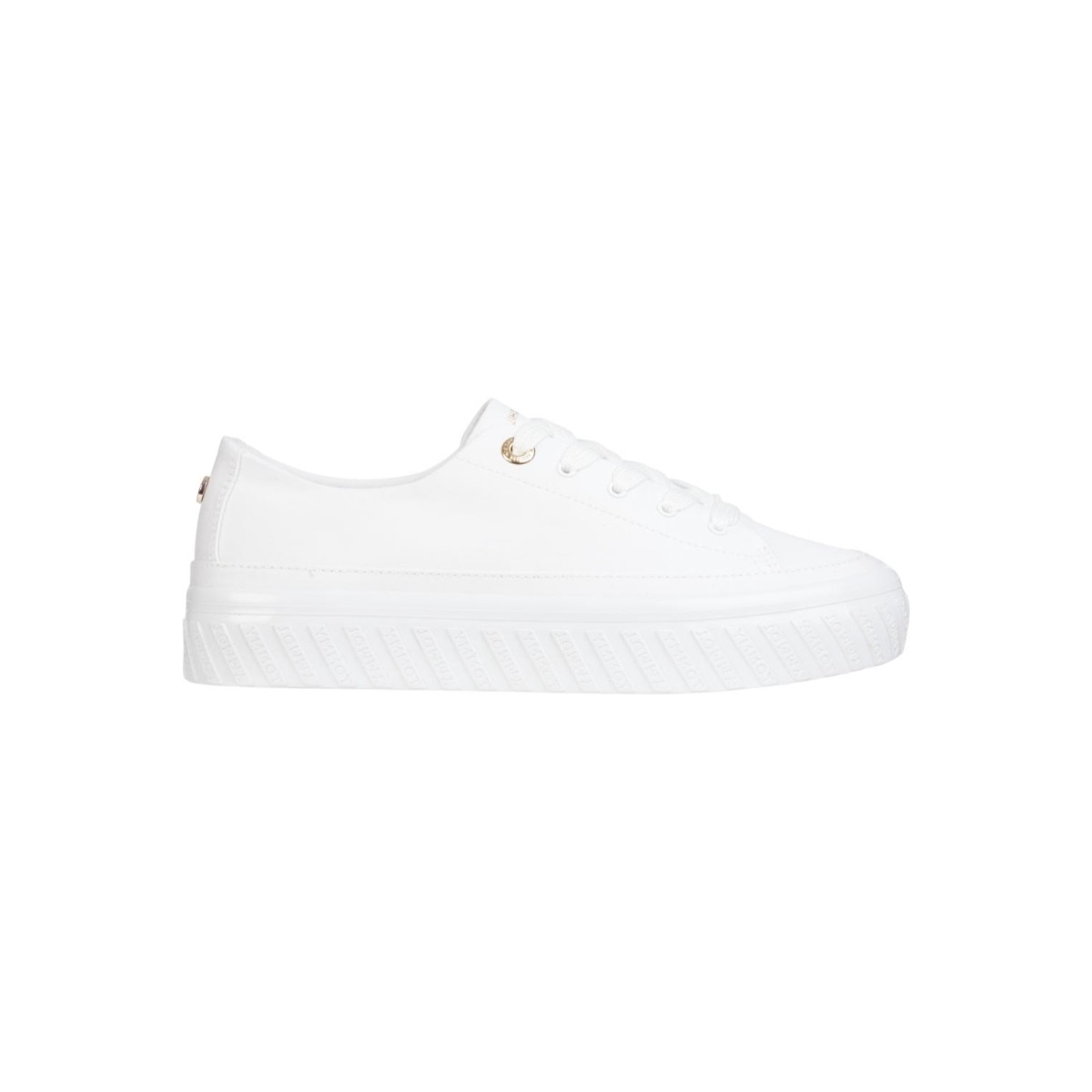 Pantofi sport dama, Tommy Hilfiger, Shiny Flatform Vulc Sneaker, Bumbac, Alb
