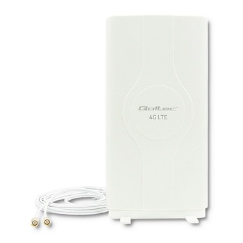 Antena Qoltec, 4G LTE DUAL, Conector dublu SMA, 30dBi, Interior, Alb Antena Qoltec, 4G LTE DUAL, Conector dublu SMA, 30dBi, Interior, Alb