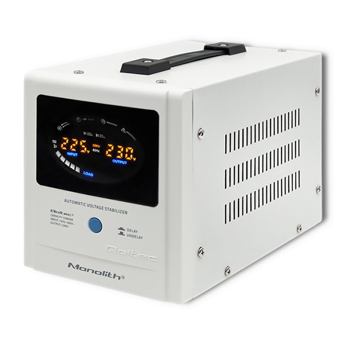 Stabilizator automat de tensiune AVR, 1000VA, Qoltec, Alb