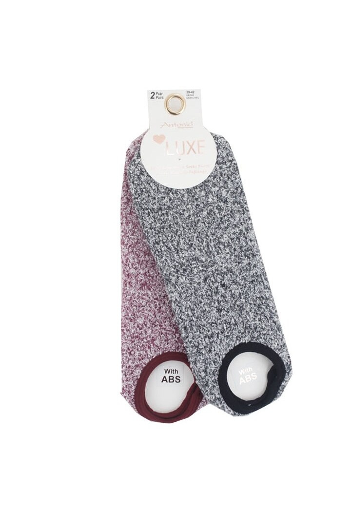 Set 2 perechi sosete de casa Luxe, Antonio, 830015199, Bordo/Negru