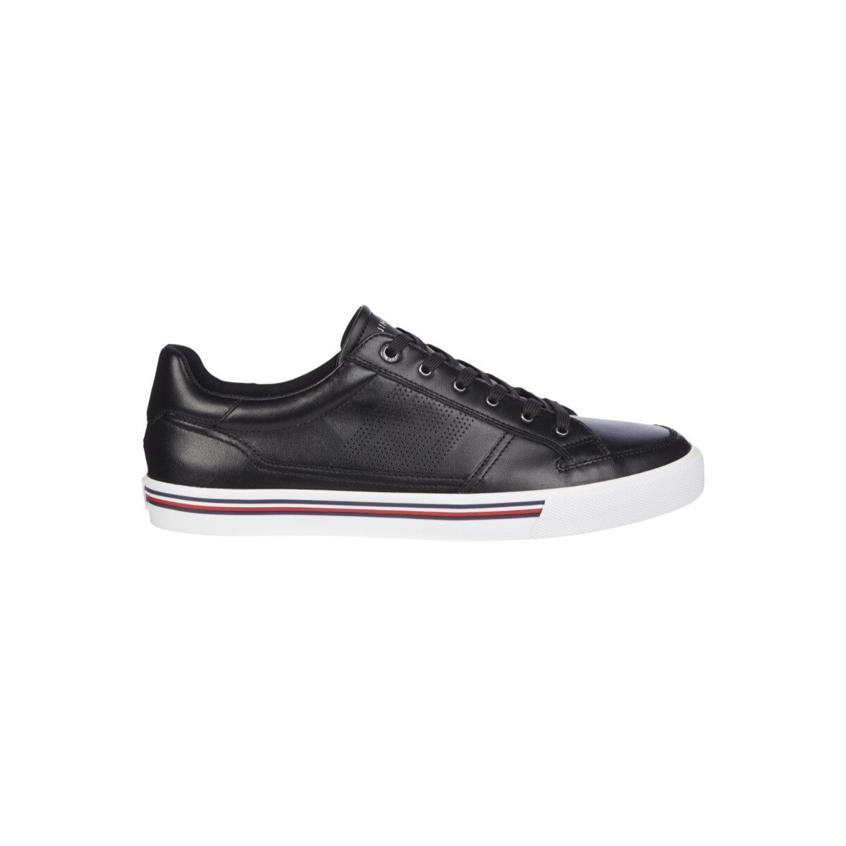 Pantofi sport barbati, Tommy Hilfiger, Core Corporate Leather Sneaker, Piele naturala, Negru, 46 EU