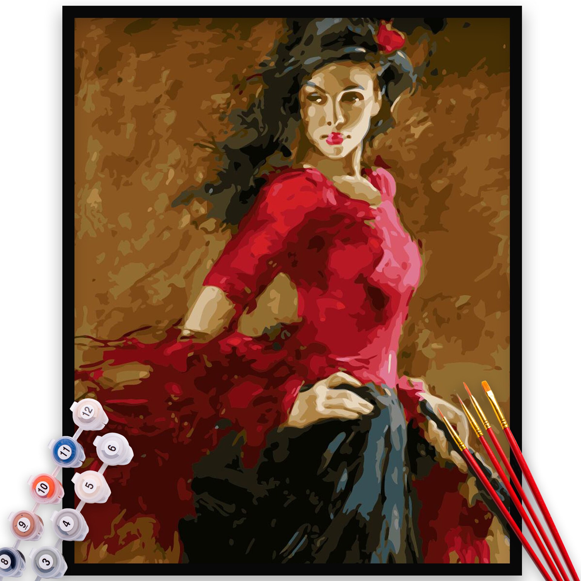 Kit Pictura pe numere, panza, rama lemn, pensule si culori acrilice, 40x50 cm, Portret, M1397