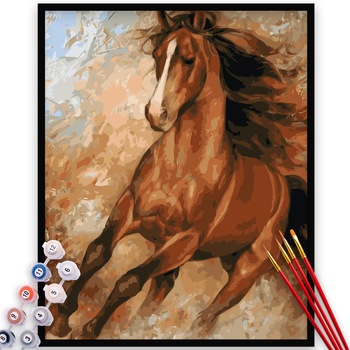 Kit Pictura pe numere, panza, rama lemn, pensule si culori acrilice, 40x50 cm, Animale, M391 Kit Pictura pe numere, panza, rama lemn, pensule si culori acrilice, 40x50 cm, Animale, M391
