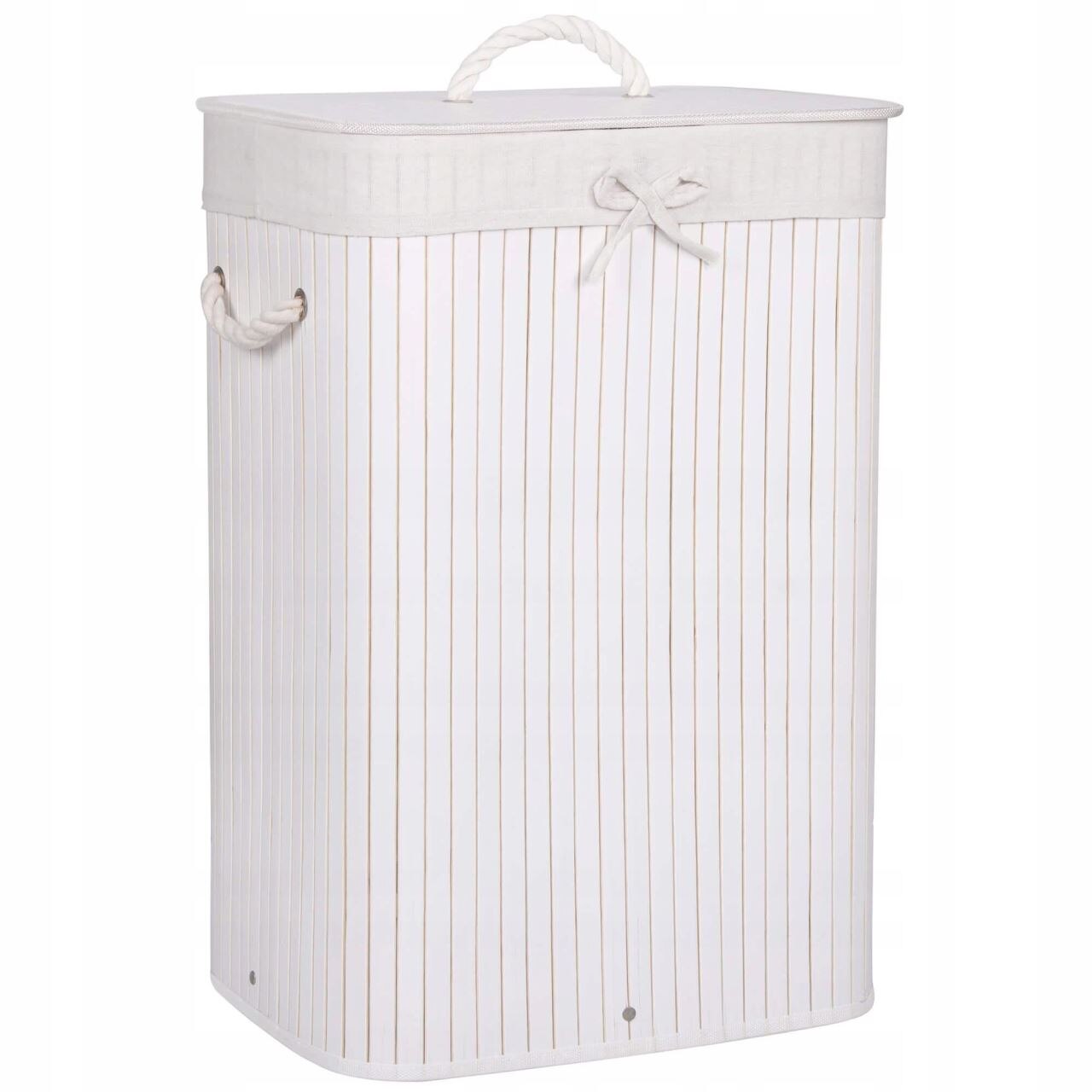 Cos rufe, bambus, alb, 72 L, 40x30x60 cm, Springos