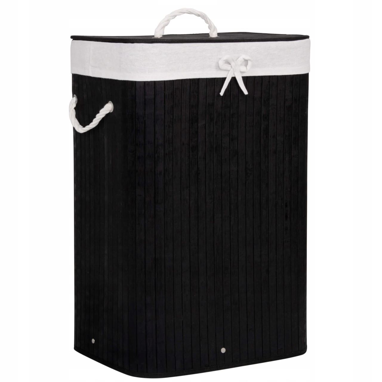 Cos rufe, bambus, negru, 72 L, 40x30x60 cm, Springos