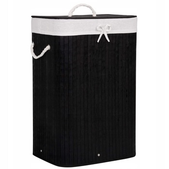 Cos rufe, bambus, negru, 72 L, 40x30x60 cm, Springos Cos rufe, bambus, negru, 72 L, 40x30x60 cm, Springos