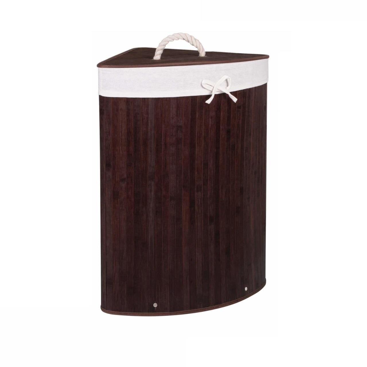 Cos rufe, de colt, bambus, maro, 73 L, 47x60 cm, Springos