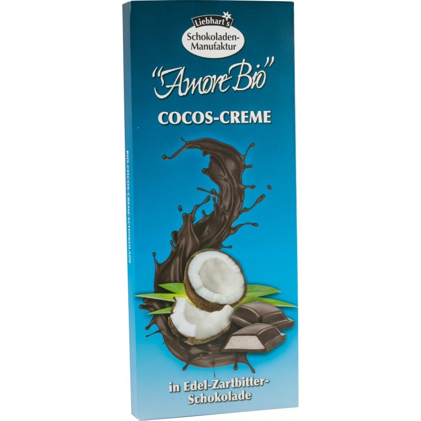 Ciocolata bio amaruie fina cu crema de cocos, 100g Liebhart's amore bio