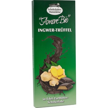 Ciocolata bio amaruie fina cu ghimbir si trufe, 100g Liebhart's amore bio Ciocolata bio amaruie fina cu ghimbir si trufe, 100g Liebhart's amore bio