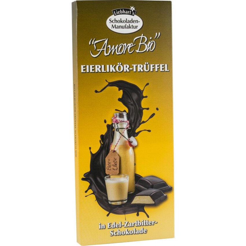 Ciocolata bio amaruie fina cu lichior de oua si trufe, 100g Liebhart's amore bio