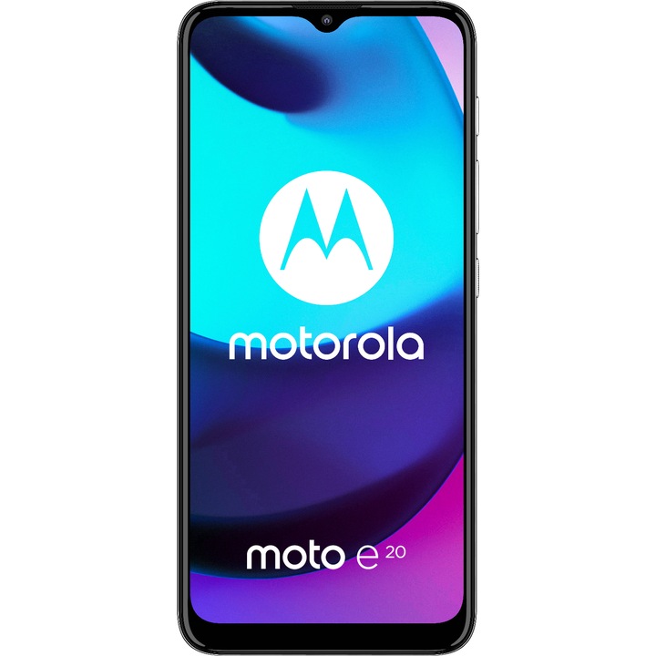 Motorola Moto E20 DS Mobiltelefon, Kártyafüggetlen, 32 GB, 2 GB RAM, grafit fekete