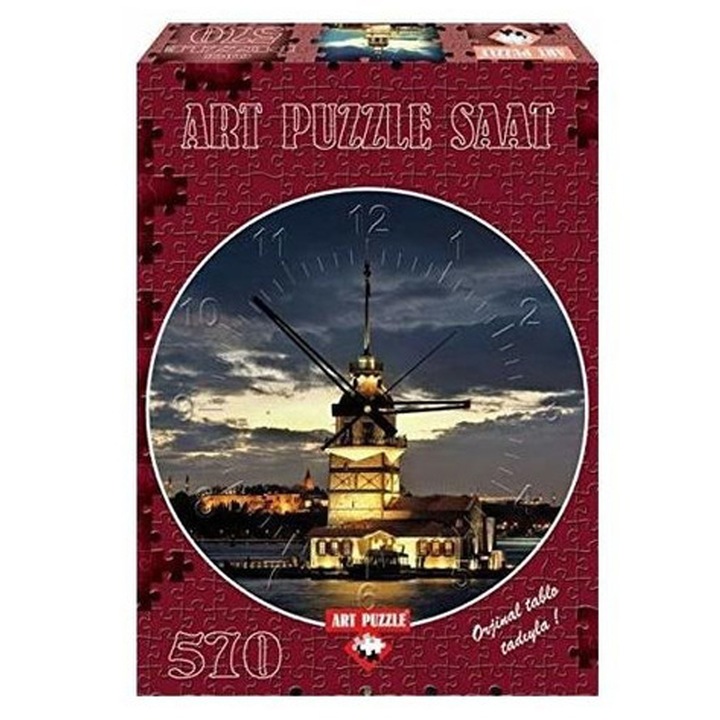Пъзел Heidi Art Puzzle Clock 841375 2-18, Maiden's Tower Istanbul, 570 части, Диаметър 46 см