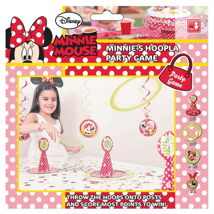 Disney Minnie Mouse partijáték gyerekeknek 425876 2-31 gyűrűk és céltáblák, karton verzió, 2-12 játékos