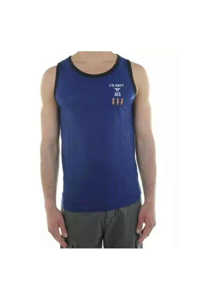 Maiou Barbati Avirex din bumbac, 2XL, Albastru