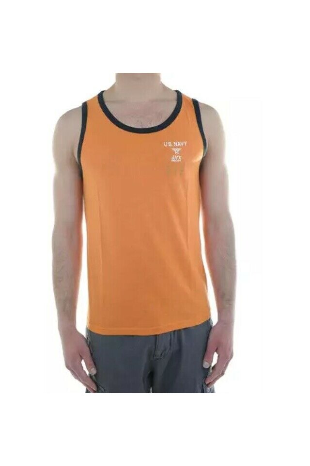 Maiou Barbati Avirex din bumbac, 2XL, Portocaliu