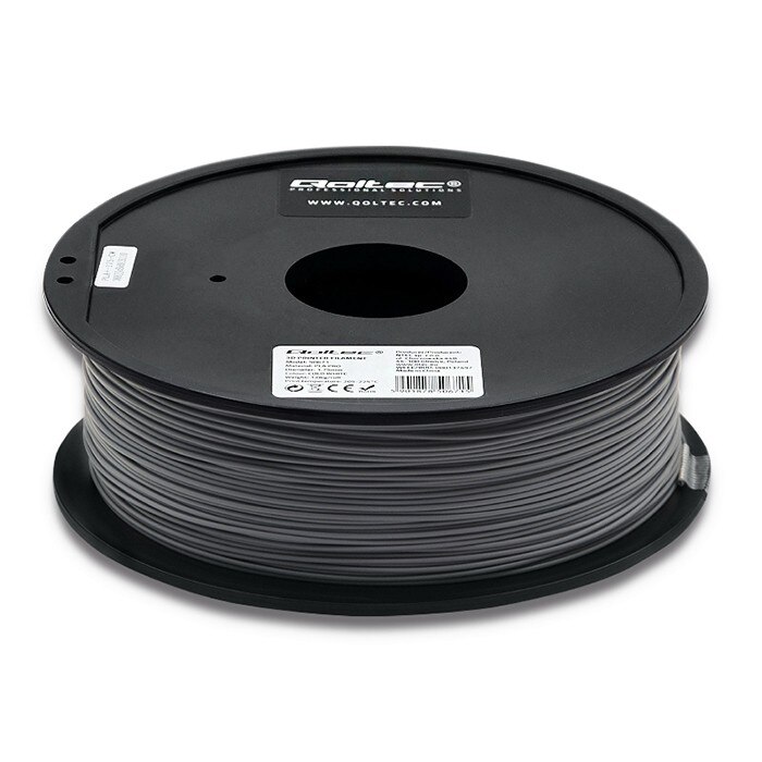 Filament profesional Qoltec pentru imprimata 3D, PLA PRO, 1,75 mm, 1 kg, Gri