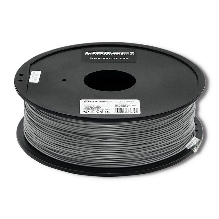 Filament profesional Qoltec pentru imprimata 3D, PLA PRO, 1,75 mm, 1 kg, Argintiu