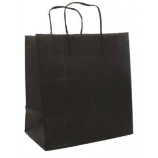 Set sacose din hartie Negre cu maner sfoara, 26x12x31 cm, 100 buc