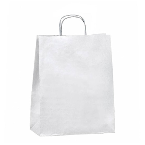 Set sacose din hartie Alba cu maner rasucit, 25x11x32 cm, 100 buc