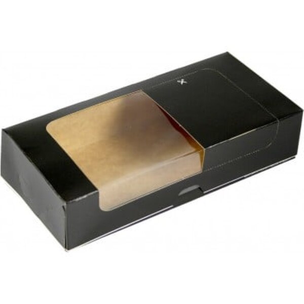 Set Cutii din carton Negru pentru Prajituri, 20x10x4,5 cm, 50 buc