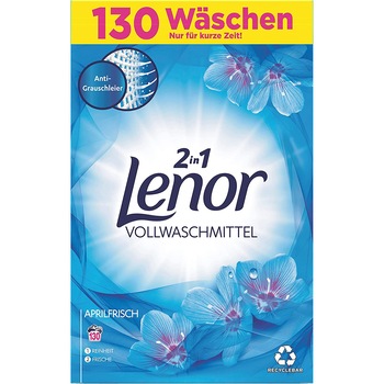 Detergent pudra Lenor 2 in 1 parfum de flori de primavara, 130 spalari, 8.450 gr Detergent pudra Lenor 2 in 1 parfum de flori de primavara, 130 spalari, 8.450 gr