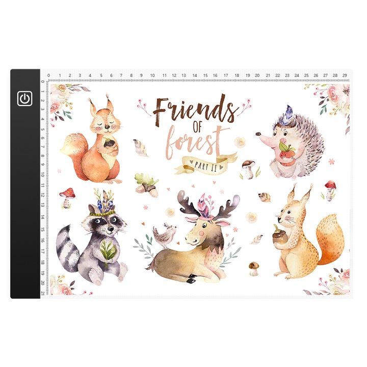 Tableta grafica A4, LED, 4mm, USB, Portabila, Alb