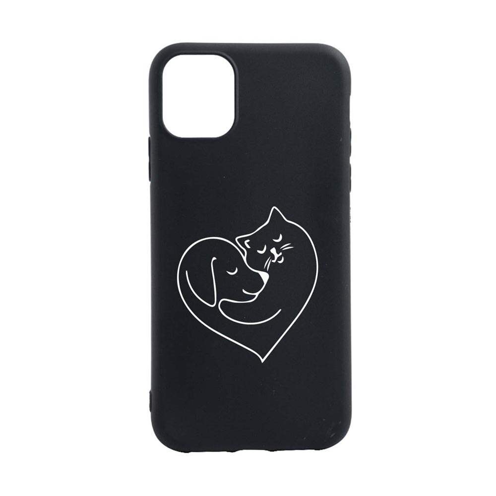 Husa Silicon Compatibila cu Apple iPhone 13 Pro, Dog And Cat Love, rezistenta la uzura, anti-alunecare, B739