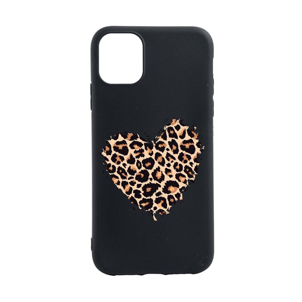 Husa Silicon Compatibila cu Apple iPhone 13, Leopard Heart, rezistenta la uzura, anti-alunecare, B761