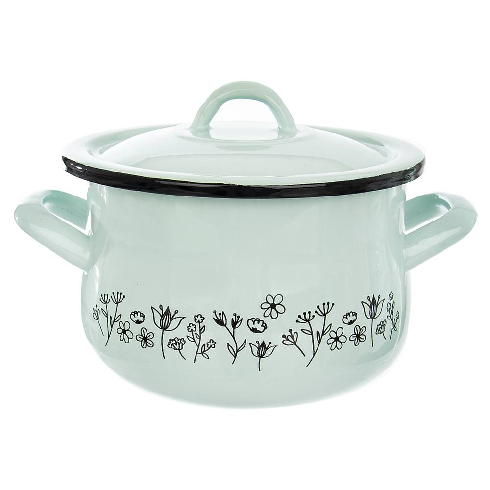 Oala de email cu capac Orion, 2.3 l, Verde