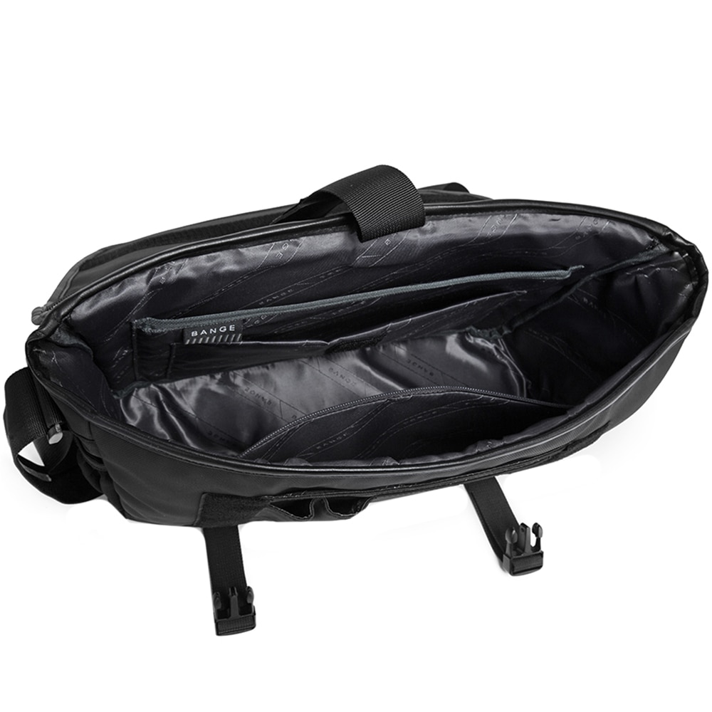 Geanta laptop 15.6", de umar sau de mana, tip messenger, impermeabila, Bange, 35x11x27 cm, Neagra