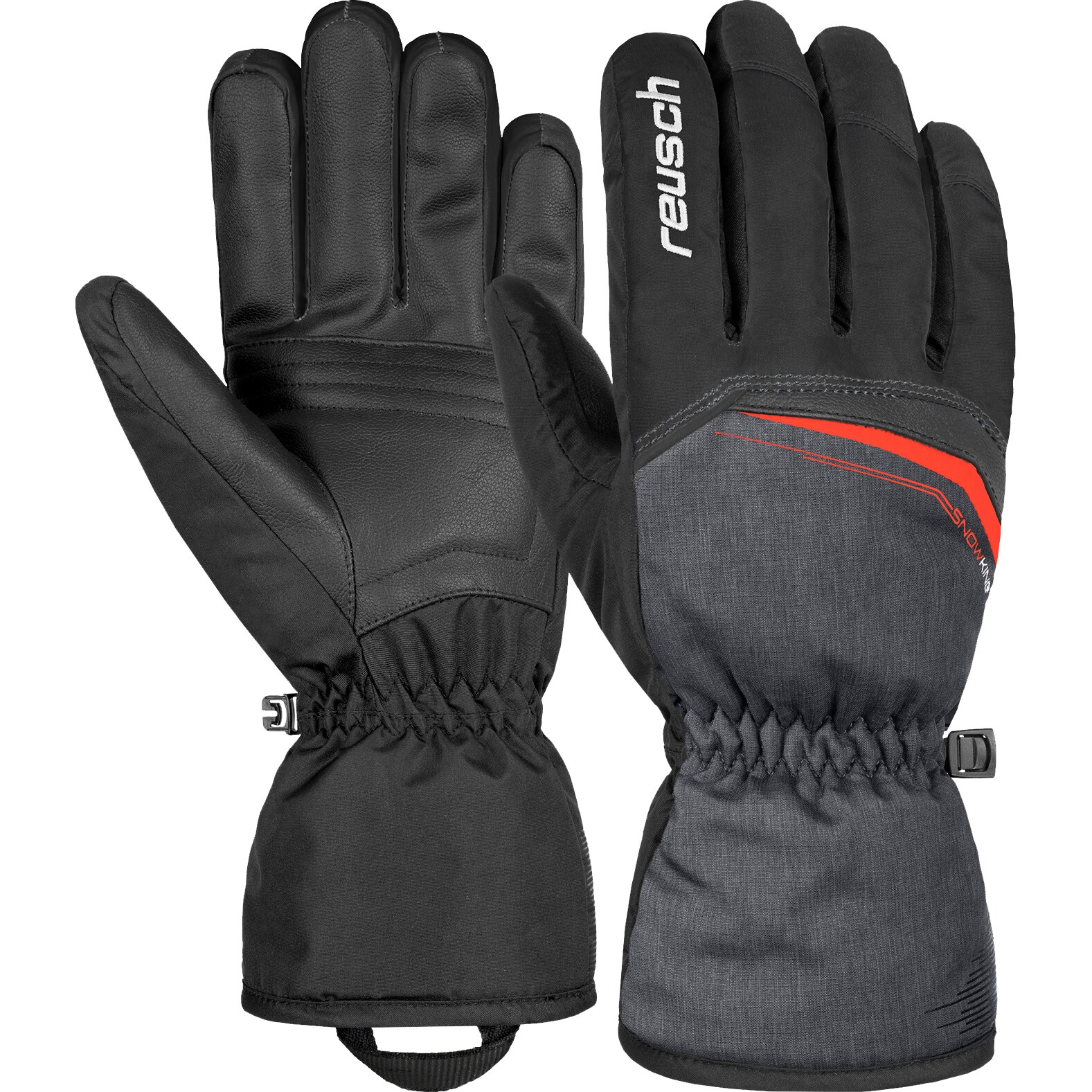 Manusi ski Reusch Snow King, Negru/Negru Melange/Rosu, marime 10