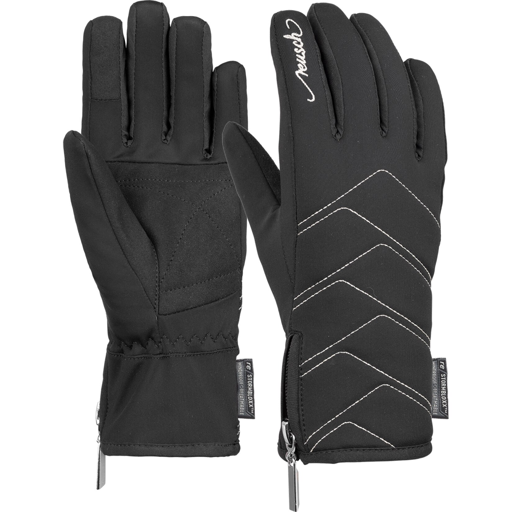 Manusi ski Reusch Loredana TOUCH-TEC, Negru/Argintiu, marime 6.5